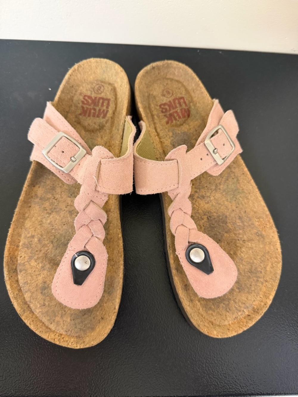 Braided Pink Suede Sandals - Picture 2 of 3